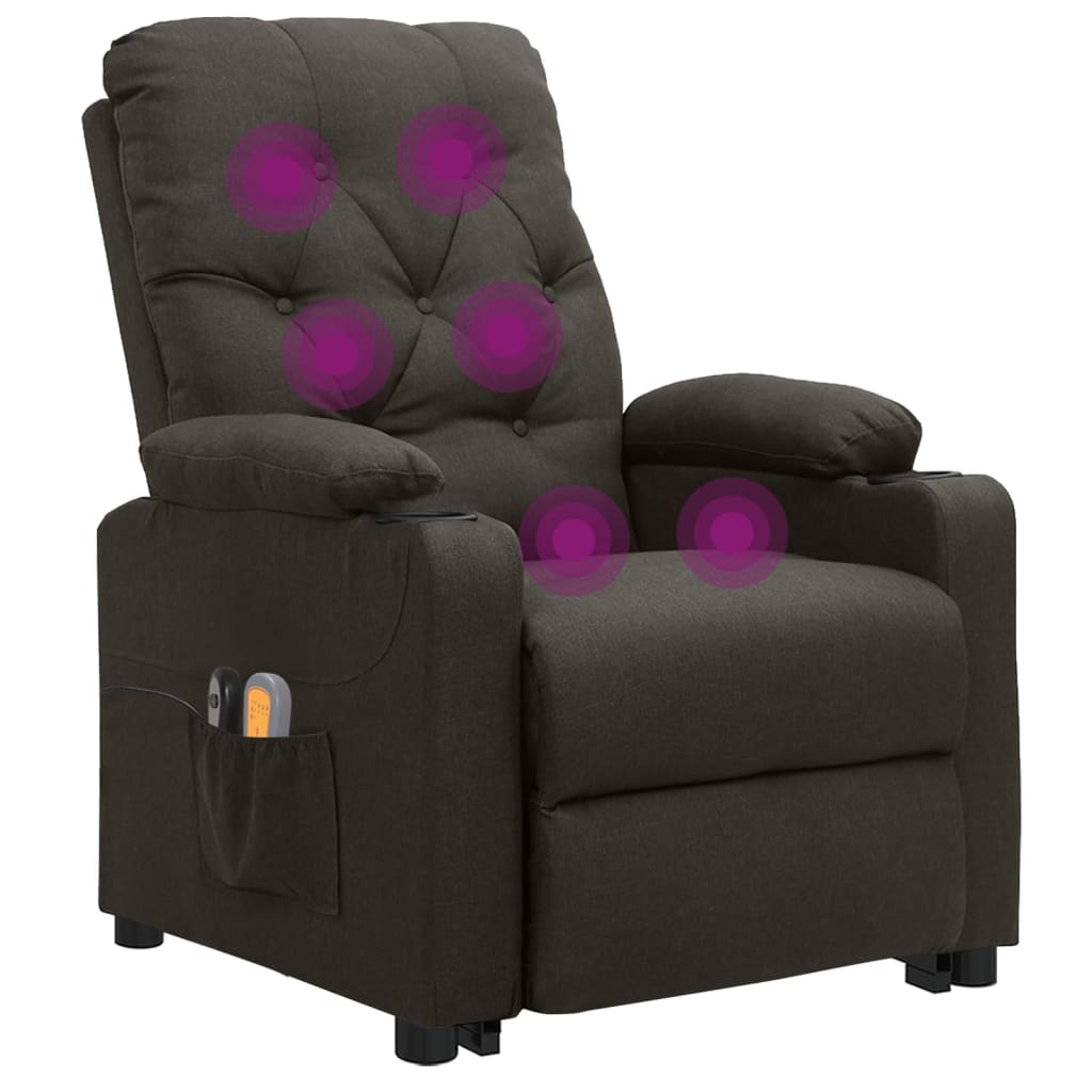 Massagesessel mit Aufstehhilfe Taupe Stoff