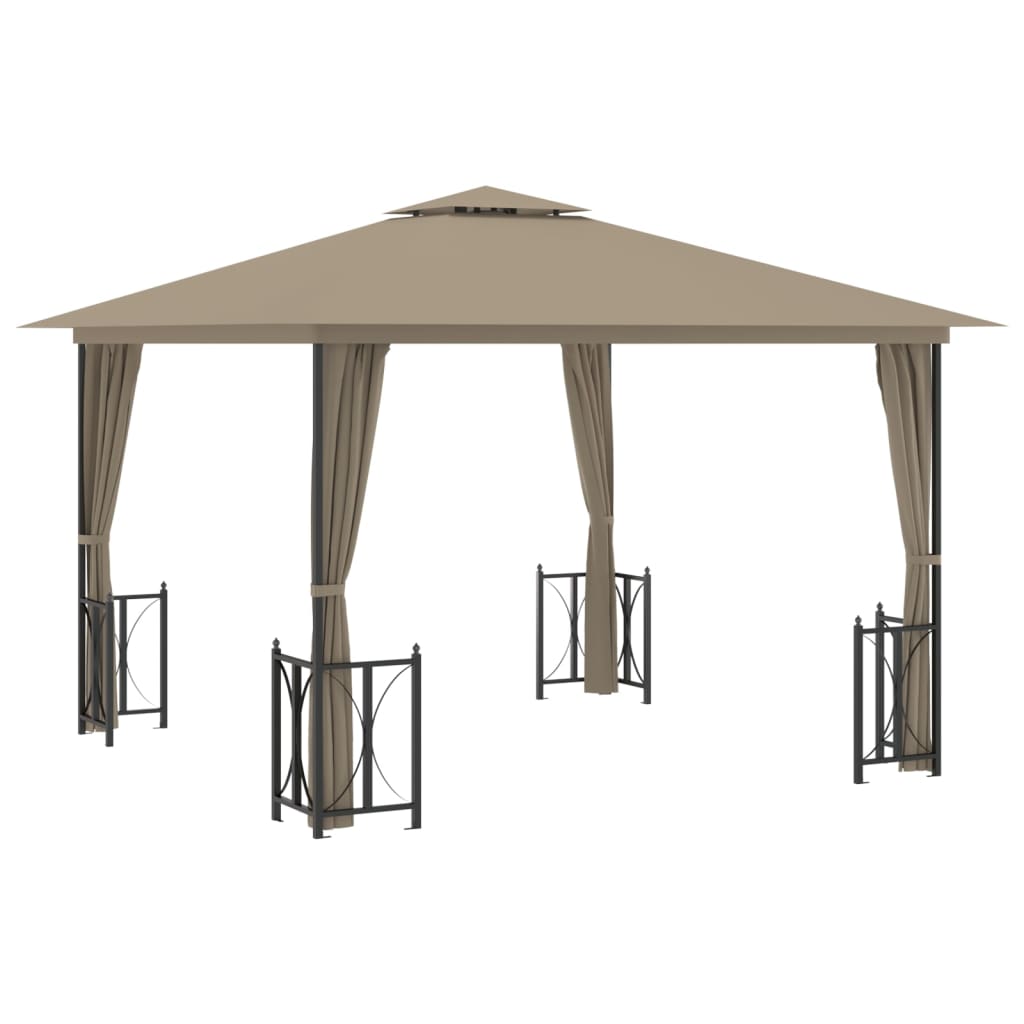 Pavillon mit Seitenwänden & Doppeldach 3x3 m Taupe