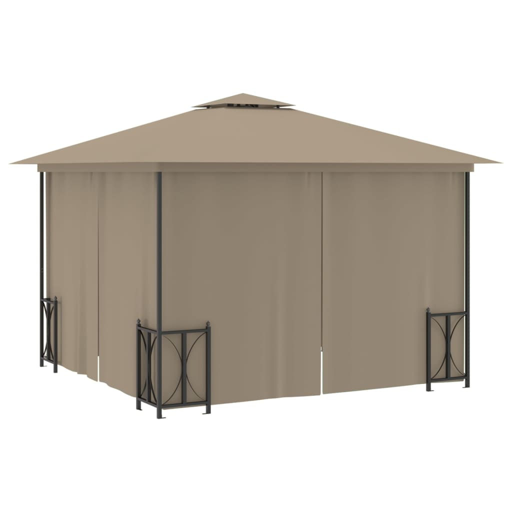 Pavillon mit Seitenwänden & Doppeldach 3x3 m Taupe