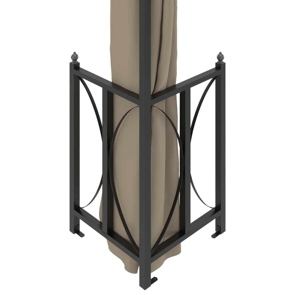 Pavillon mit Seitenwänden & Doppeldach 3x3 m Taupe