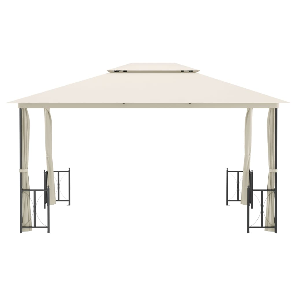 Pavillon mit Seitenwänden & Doppeldach 3x4 m Creme