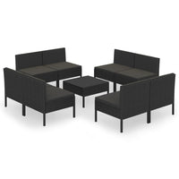 Thumbnail for 9-tlg. Garten-Lounge-Set mit Auflagen Poly Rattan Schwarz