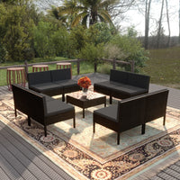 Thumbnail for 9-tlg. Garten-Lounge-Set mit Auflagen Poly Rattan Schwarz