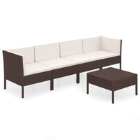 Thumbnail for 5-tlg. Garten-Lounge-Set mit Auflagen Poly Rattan Braun