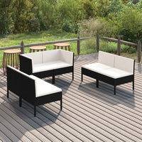 Thumbnail for 6-tlg. Garten-Lounge-Set mit Auflagen Poly Rattan Schwarz