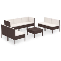 Thumbnail for 8-tlg. Garten-Lounge-Set mit Auflagen Poly Rattan Braun