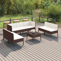 Thumbnail for 8-tlg. Garten-Lounge-Set mit Auflagen Poly Rattan Braun