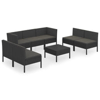 Thumbnail for 8-tlg. Garten-Lounge-Set mit Auflagen Poly Rattan Schwarz