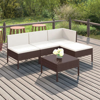 Thumbnail for 5-tlg. Garten-Lounge-Set mit Auflagen Poly Rattan Braun