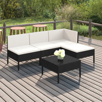 Thumbnail for 5-tlg. Garten-Lounge-Set mit Auflagen Poly Rattan Schwarz