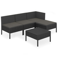 Thumbnail for 5-tlg. Garten-Lounge-Set mit Auflagen Poly Rattan Schwarz