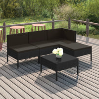 Thumbnail for 5-tlg. Garten-Lounge-Set mit Auflagen Poly Rattan Schwarz