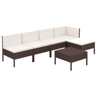 Thumbnail for 6-tlg. Garten-Lounge-Set mit Auflagen Poly Rattan Braun