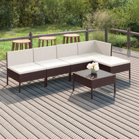 Thumbnail for 6-tlg. Garten-Lounge-Set mit Auflagen Poly Rattan Braun