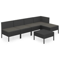 Thumbnail for 6-tlg. Garten-Lounge-Set mit Auflagen Poly Rattan Schwarz