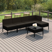 Thumbnail for 6-tlg. Garten-Lounge-Set mit Auflagen Poly Rattan Schwarz