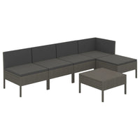 Thumbnail for 6-tlg. Garten-Lounge-Set mit Auflagen Poly Rattan Grau