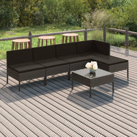 Thumbnail for 6-tlg. Garten-Lounge-Set mit Auflagen Poly Rattan Grau
