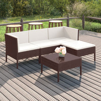Thumbnail for 5-tlg. Garten-Lounge-Set mit Auflagen Poly Rattan Braun