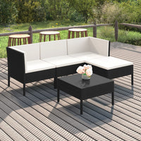 Thumbnail for 5-tlg. Garten-Lounge-Set mit Auflagen Poly Rattan Schwarz