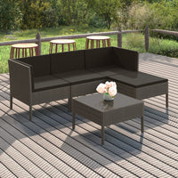Thumbnail for 5-tlg. Garten-Lounge-Set mit Auflagen Poly Rattan Grau