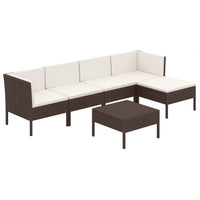Thumbnail for 6-tlg. Garten-Lounge-Set mit Auflagen Poly Rattan Braun