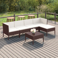 Thumbnail for 6-tlg. Garten-Lounge-Set mit Auflagen Poly Rattan Braun
