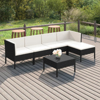Thumbnail for 6-tlg. Garten-Lounge-Set mit Auflagen Poly Rattan Schwarz