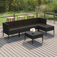 Thumbnail for 6-tlg. Garten-Lounge-Set mit Auflagen Poly Rattan Schwarz
