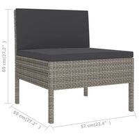 Thumbnail for 6-tlg. Garten-Lounge-Set mit Auflagen Poly Rattan Grau