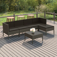 Thumbnail for 6-tlg. Garten-Lounge-Set mit Auflagen Poly Rattan Grau