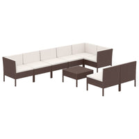 Thumbnail for 9-tlg. Garten-Lounge-Set mit Auflagen Poly Rattan Braun