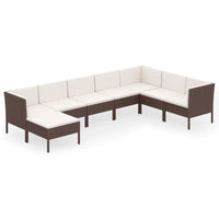 Thumbnail for 8-tlg. Garten-Lounge-Set mit Auflagen Poly Rattan Braun