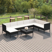 Thumbnail for 9-tlg. Garten-Lounge-Set mit Auflagen Poly Rattan Schwarz
