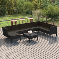 Thumbnail for 9-tlg. Garten-Lounge-Set mit Auflagen Poly Rattan Schwarz