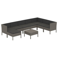 Thumbnail for 9-tlg. Garten-Lounge-Set mit Auflagen Poly Rattan Grau