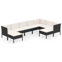 Thumbnail for 9-tlg. Garten-Lounge-Set mit Auflagen Poly Rattan Schwarz