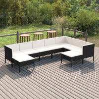 Thumbnail for 9-tlg. Garten-Lounge-Set mit Auflagen Poly Rattan Schwarz