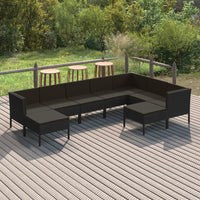 Thumbnail for 9-tlg. Garten-Lounge-Set mit Auflagen Poly Rattan Schwarz