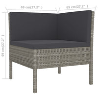 Thumbnail for 9-tlg. Garten-Lounge-Set mit Auflagen Poly Rattan Grau