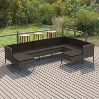 Thumbnail for 9-tlg. Garten-Lounge-Set mit Auflagen Poly Rattan Grau