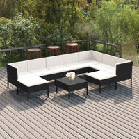 Thumbnail for 10-tlg. Garten-Lounge-Set mit Auflagen Poly Rattan Schwarz