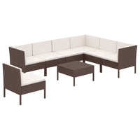 Thumbnail for 8-tlg. Garten-Lounge-Set mit Auflagen Poly Rattan Braun