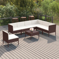 Thumbnail for 8-tlg. Garten-Lounge-Set mit Auflagen Poly Rattan Braun