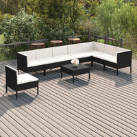 Thumbnail for 9-tlg. Garten-Lounge-Set mit Auflagen Poly Rattan Schwarz