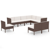 Thumbnail for 9-tlg. Garten-Lounge-Set mit Auflagen Poly Rattan Braun