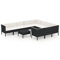 Thumbnail for 11-tlg. Garten-Lounge-Set mit Auflagen Poly Rattan Schwarz