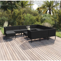 Thumbnail for 12-tlg. Garten-Lounge-Set mit Auflagen Poly Rattan Schwarz