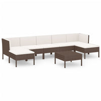 Thumbnail for 8-tlg. Garten-Lounge-Set mit Auflagen Poly Rattan Braun