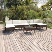 Thumbnail for 8-tlg. Garten-Lounge-Set mit Auflagen Poly Rattan Braun